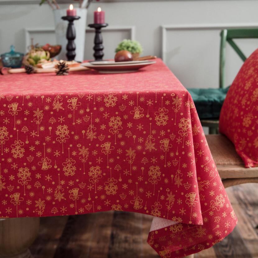 Christmas Red Gilded Tablecloth – Wrinkle-Free, Waterproof, and Festive Elegance
