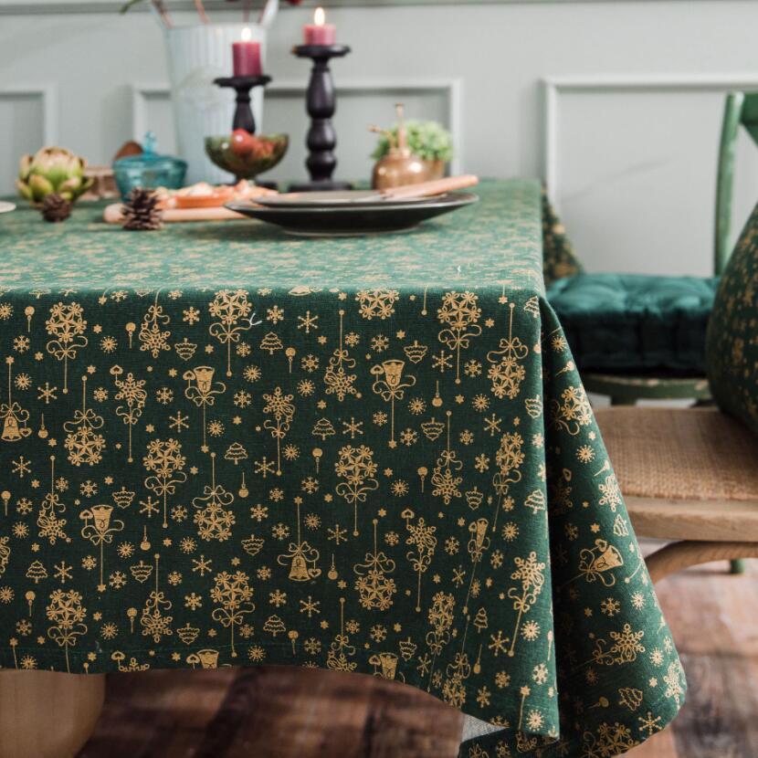 Christmas Red Gilded Tablecloth – Wrinkle-Free, Waterproof, and Festive Elegance