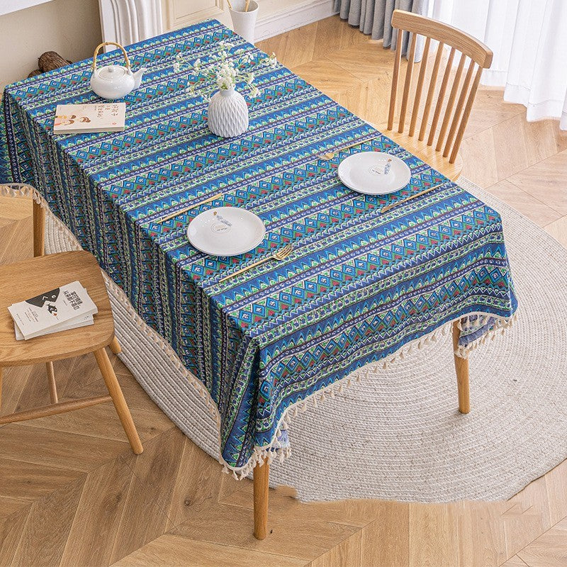 Ethnic Style Bohemian Tablecloth – Perfect for Home, Camping, and Picnics